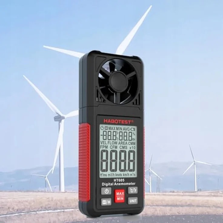 Habotest HT605, Digital Anemometer mit 8-flügeliger Messmühle, Windgeschwindigkeits- und Temperaturmessung – Bild 6