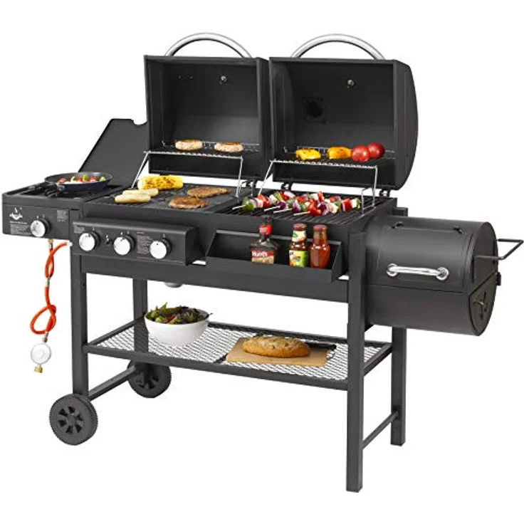 El Fuego 3 in 1 Kombigrill Sierra 3Hauptbrenner 1Seitenbrenner Gas Holzkohle – Bild 7