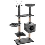 ESTEXO Katzenkratzbaum 150 cm, Kratzbaum für Katzen in Grau mit Liegeflächen und Höhle