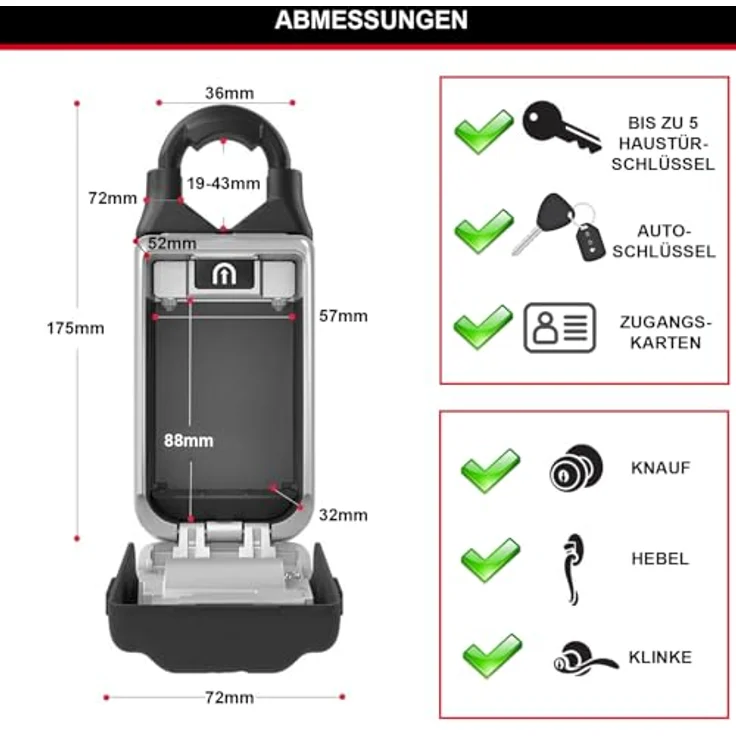 Schlüsseltresor - Kombination - Einstellbarer Bügel - Wetterfest - 5420EURD – Schlüsselkasten Select Access - Master Lock – Bild 6
