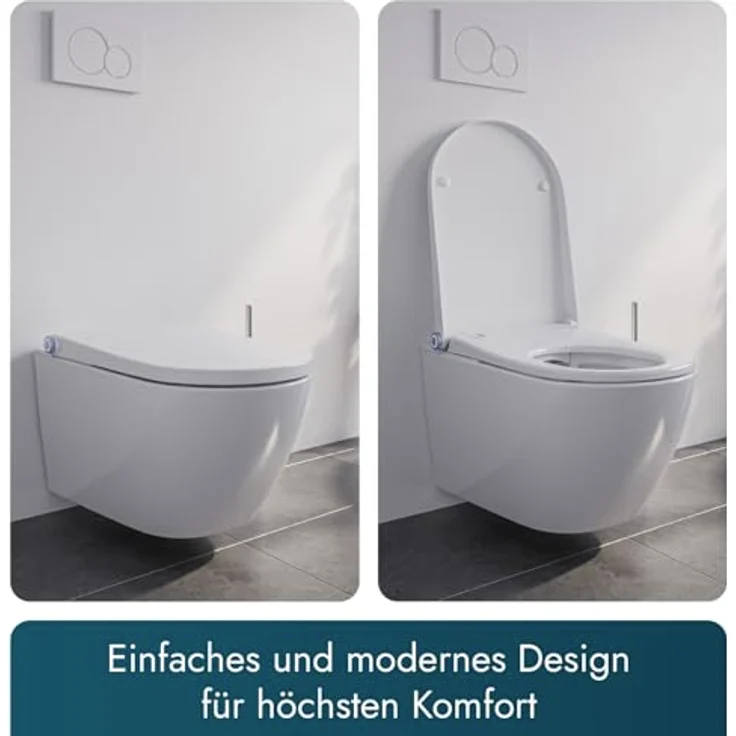 Bernstein Dusch-WC Basic 1102, spülrandlos, Edelstahl-Duscharm, Soft-Close, antibakterielle Düse, Weiß – Bild 3