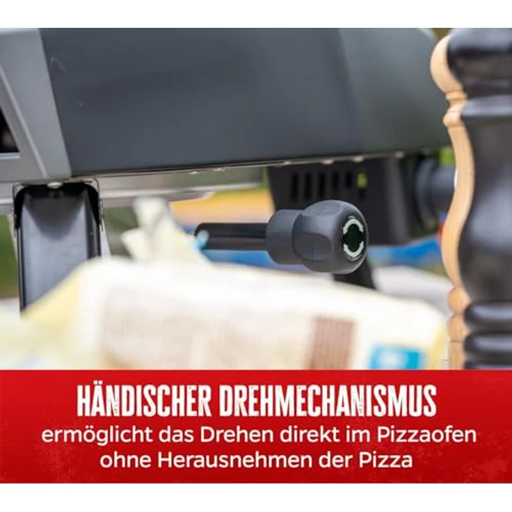Grillfürst Gas Pizzaofen 305, mit drehbarem Cordierit-Pizzastein, bis 400 °C und klappbaren Füßen, mattschwarz – Bild 6