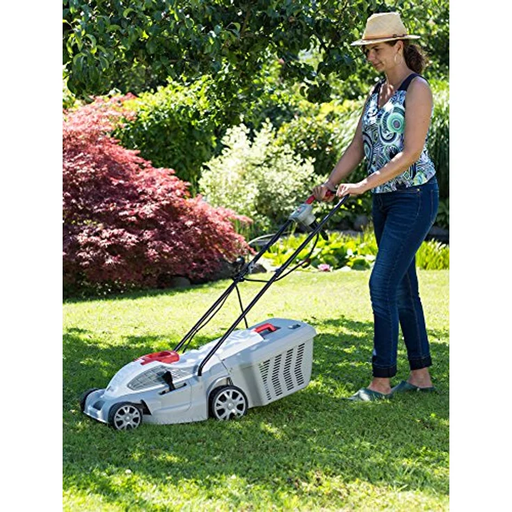 IKRA Elektro Rasenmäher IERM 1434 U Fangbox 35l Schnittbreite 34cm Schnitthöhe 5-fach höhenverstellbar 25?65mm – Bild 2