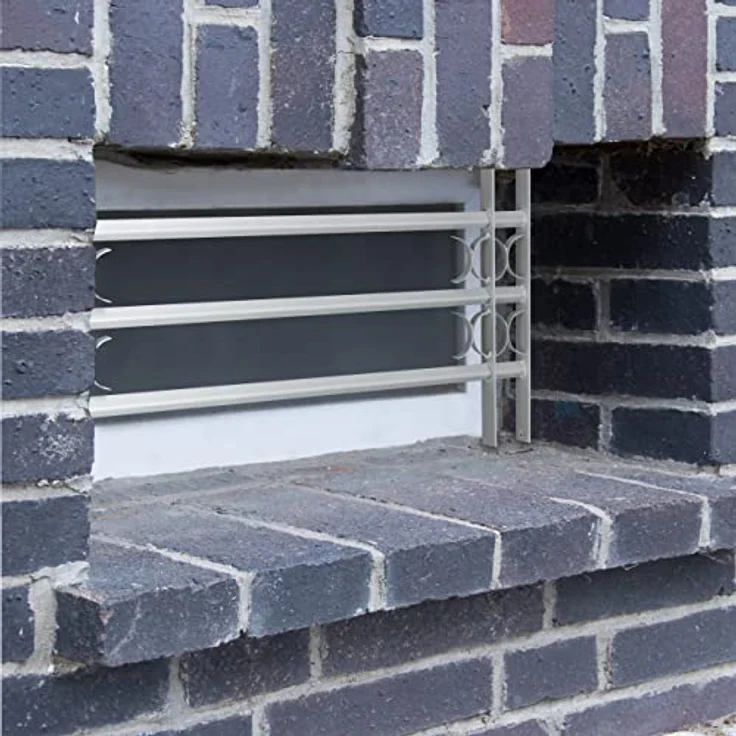 Fenstergitter Einbruchschutz, Ausziehbar, Aussen, Verzinkt, Stahl, 450 x 1000-1500 mm, Sicherheitsgitter, grau – Bild 2