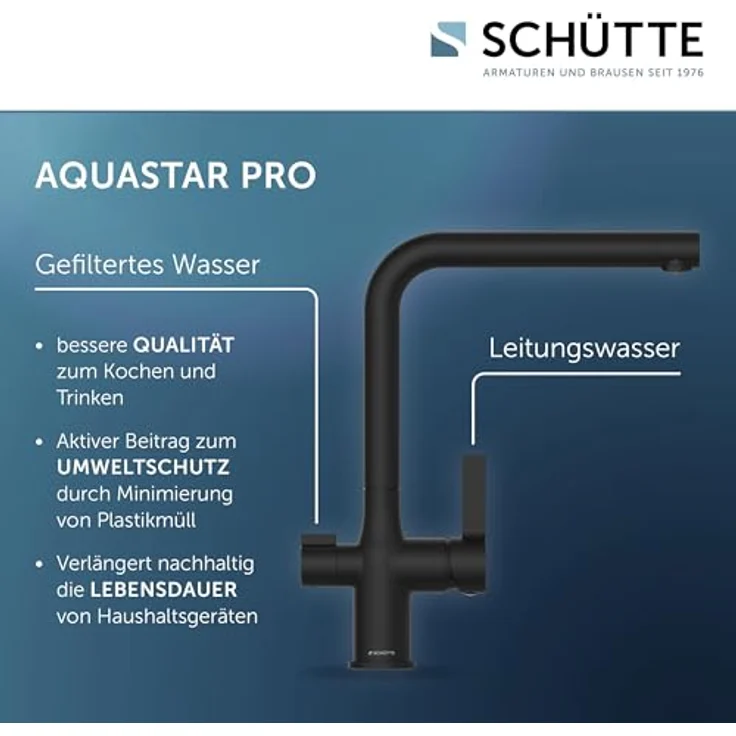 Schütte AQUASTAR PRO Spültischarmatur mit Filtersystem, Cold-Start-Funktion und 360° schwenkbarem Auslauf – Bild 2