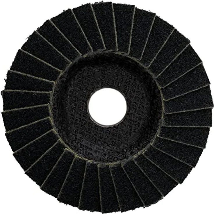 STIER Vlies Fächerschleifscheiben, 125 x 18 x 22,23 mm, grob, 5 Stk., kühler Schliff bei 12.200 RPM, für Edelstahl – Bild 3