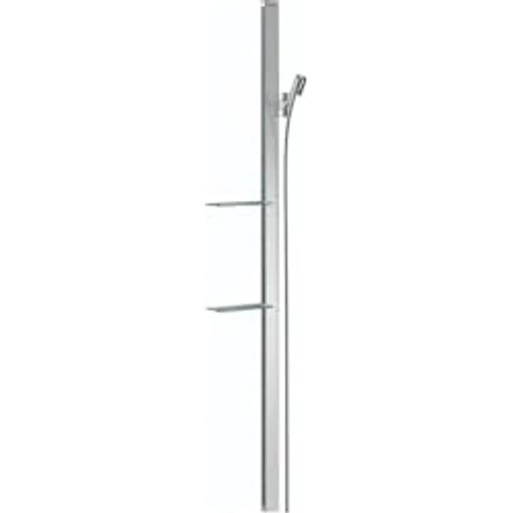 hansgrohe Duschstange Unica E 1500 mm - Chrom, flaches Aluminiumprofil mit Sicherheitsglas, neigungsverstellbare Handbrausehalterung – Bild 2