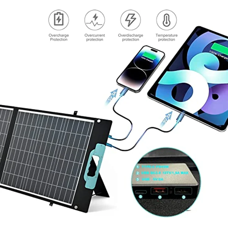 enjoy solar Faltbares Solarpanel Gaia 200W, 12V, Monokristallin, tragbare Solartasche mit hoher Schutzleistung, ideal für Camping und Outdoor – Bild 4