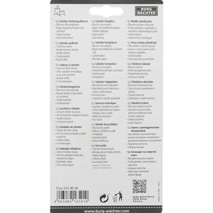 BURG-WÄCHTER 2 Vorhangschlösser, Duo C-Line 222 40 SB, Inkl. 4 Schlüssel – Bild 6