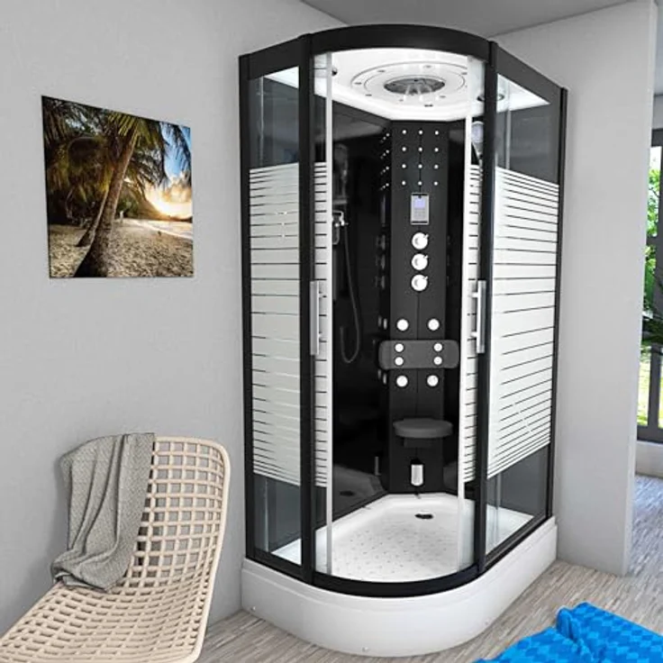 SeniorBad AcquaVapore D30-73M3L-EC Duschtempel, Dampfdusche mit Regendusche, 120x80 cm, 6mm Sicherheitsglas, Dampfgenerator, Aromatherapie und Ozonreinigung – Bild 2