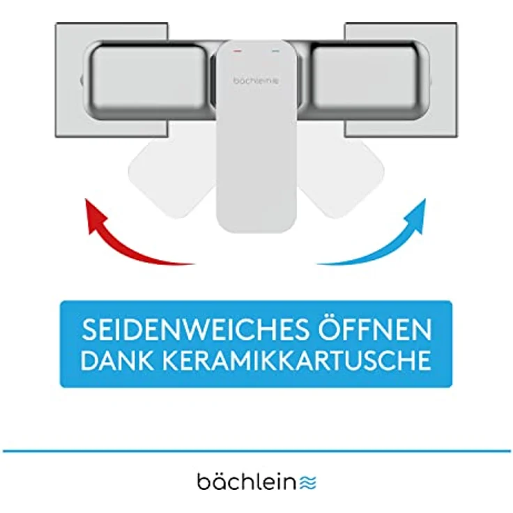 Bächlein Duscharmatur Leonte in Kantigem Design – Mischbatterie Komplettset inkl. allem Zubehör – Einhand-Wasserhahn für die Dusche Chrom – eckig – Bild 2