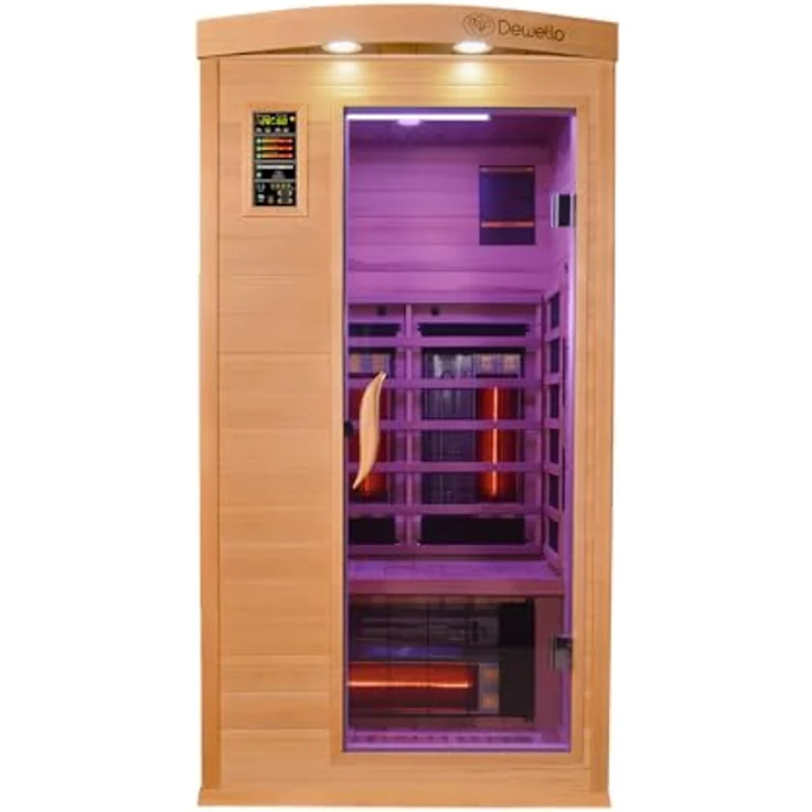 Dewello Infrarotkabine PIERSON PRO 100 Wärmekabine, 3 DUO-Vollspektrumstrahler, Farblichttherapie, Ionisator, Ozondesinfektion und Aromatherapie, BxTxH: 100 x 100 x 190 cm, (Multimedia, USB-Anschluss & Bluetooth möglich) – Bild 6