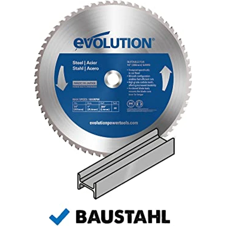 Evolution 66-Zahn TCT-Kreissägeblatt, Stahl, 355 mm – Bild 2
