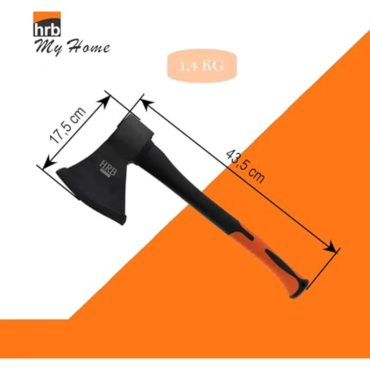 HRB Spaltaxt 1 Kg Kopfgewicht aus gehärtetem Stahl, ergonomischer Griff, 43 cm - Ideal für Camping und Holzarbeiten – Bild 3