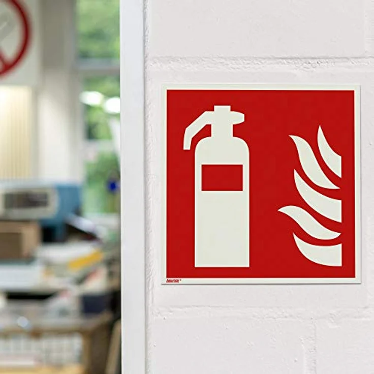 Feuerlöscher Schild, Aluminium langnachleuchtend, 200 x 200 mm gemäß ASR A1.3 / ISO 7010 F001, Brandschutzzeichen, 20 x 20 cm – Bild 3