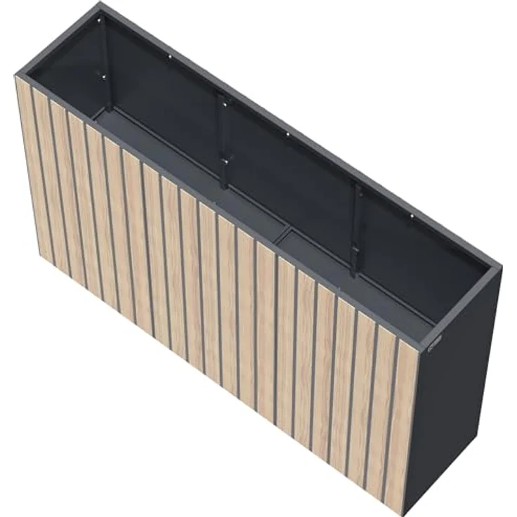 Zelsius Hochbeet verzinkter Stahl mit Rollen, 120 x 30 x 80 cm, Anthrazit RAL 7016, witterungsbeständig, Pflanztiefe wählbar – Bild 6