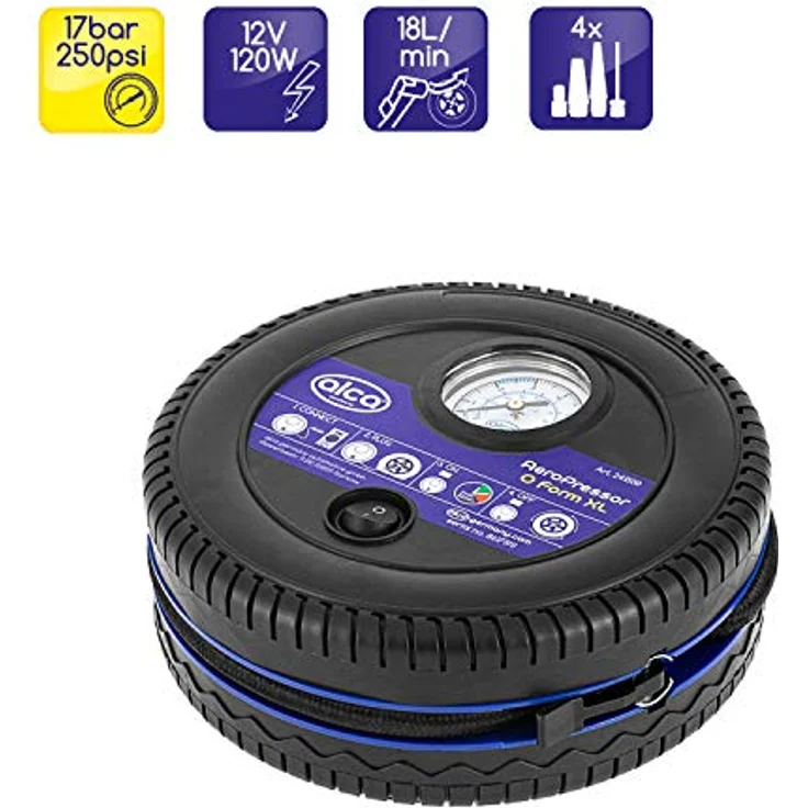 alca® Kompressor mini in O Form, elektrische Auto Luftpumpe 12V Luftkompressor, Zigarettenanzünder – Bild 2