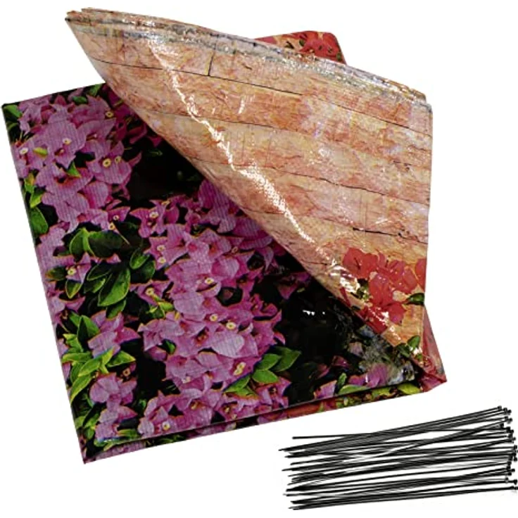 Maximex Balkon-Sichtschutz, praktischer Sichtschutz mit farbenfrohem Mauerblumen-Motiv, windschützende Sichtschutzplane mit hoher UV- und Witterungsbeständigkeit, schnelltrocknend und reißfest, 5 m – Bild 2