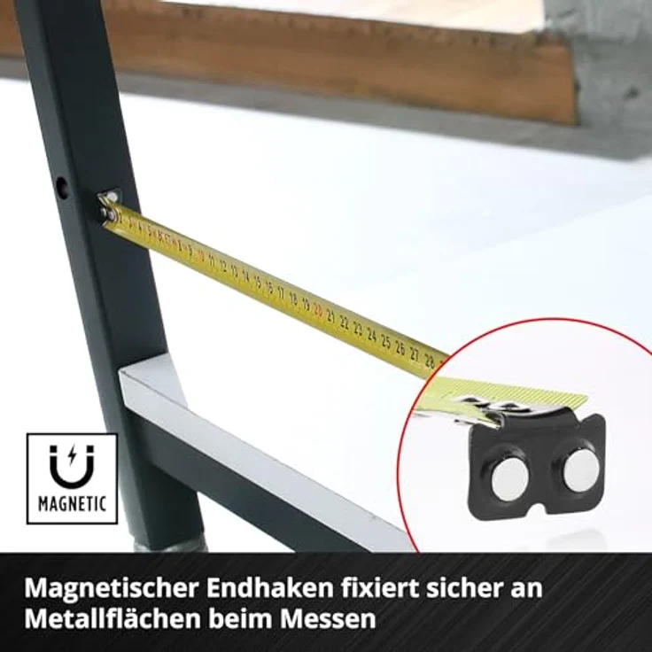 Einhell Bandmaß 5 m, Autolock mit Nylonbeschichtung, Magnet-Endhaken, doppelseitiger Skalierung, stoßfestem Gehäuse, für vielseitigen Einsatz – Bild 5