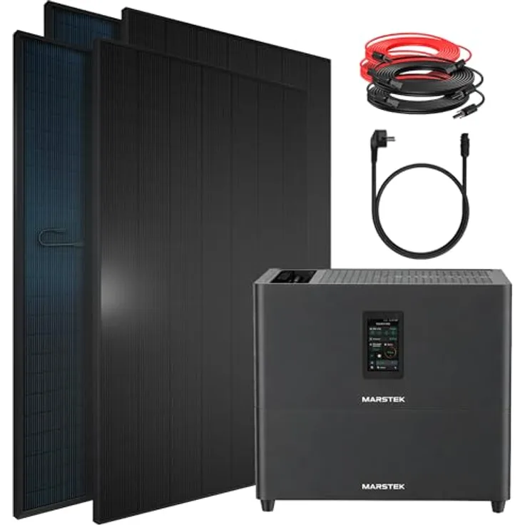 SUNNIVA® 1840W Balkonkraftwerk mit 5,12 kWh Speicher MARSTEK Jupiter C + Plus, BIFAZIAL FULLBLACK, komplett steckerfertiges PV Solaranlage Komplettset mit 4x 460W N-Type Glas-Glas Bifacial PV-Modulen