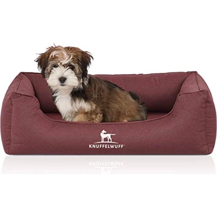 Knuffelwuff Orthopädisches Wasserabweisendes Hundebett Leon M-L 85 x 63cm Rot, Formstabil & Gelenkentlastend – Bild 1