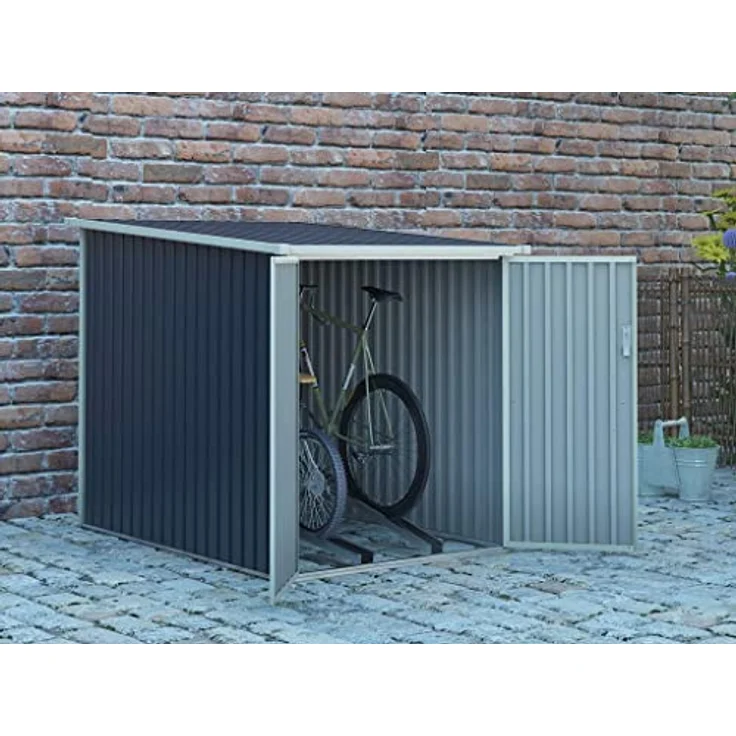 Vente-unique Fahrradunterstand Fahrradschuppen - Stahl - 2,81 m² - Niki, Gartenhaus Metall Anthrazitgrau – Bild 1
