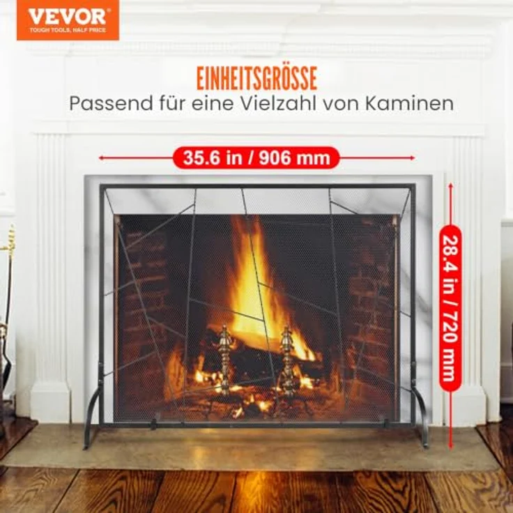 VEVOR Funkenschutzgitter Eisen, 906mm Kamingitter mit hohem Sichtschutz, vintage und stabil gegen Funkenflug – Bild 2