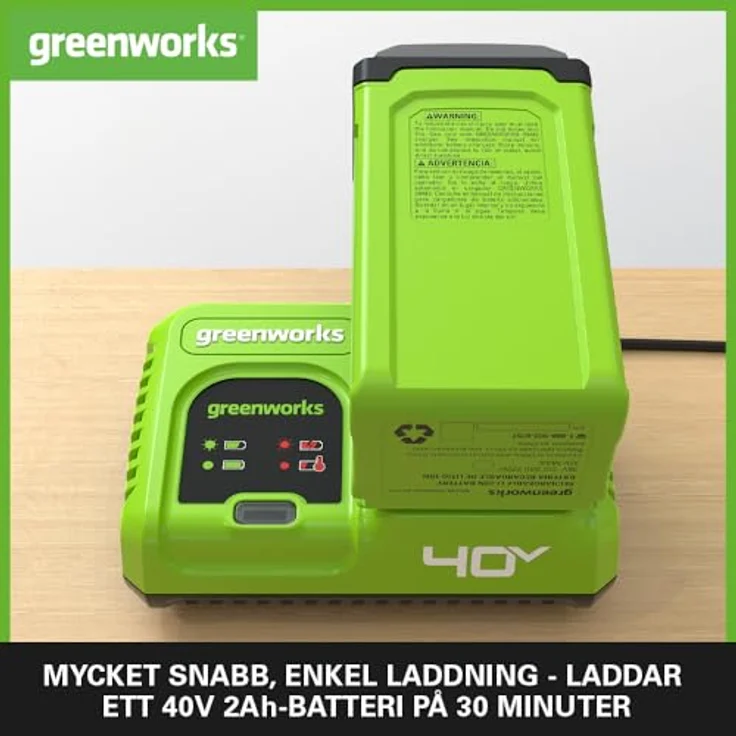Greenworks Rapid Oplader 40V 5AH, Ladegerät für Greenworks 40V Batterien mit schnellem Ladevorgang und LED-Anzeige – Bild 4