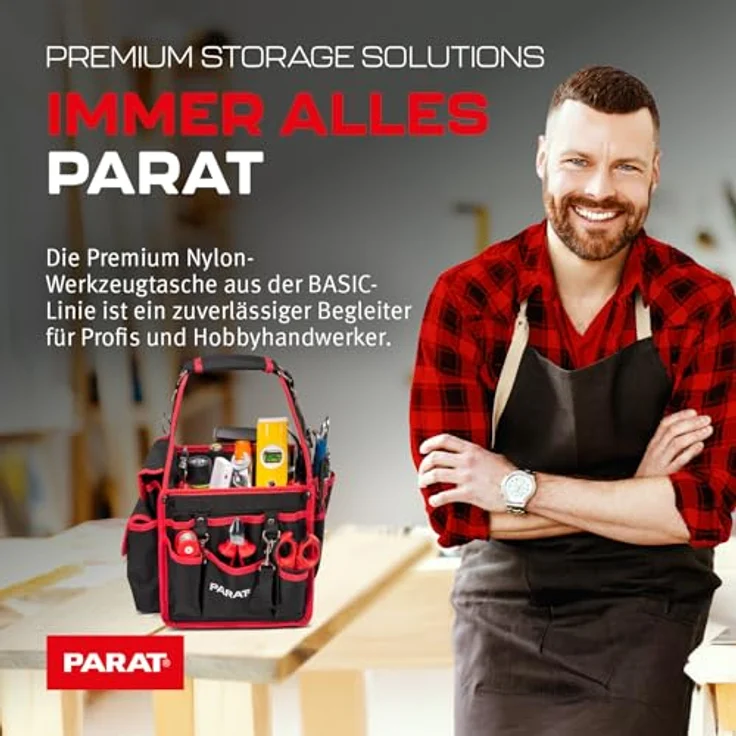 Parat BASIC Tool Softbag S, Werkzeugtasche unbestückt mit 21 Steckfächern, robustem Nylonmaterial, farblich neutral – Bild 2