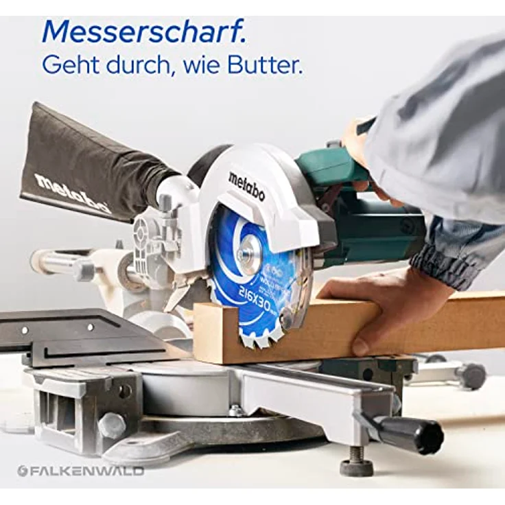 FALKENWALD® Kreissägeblatt 216x30 mm für Holz, 20 Hartmetallzähne (grob) für hohe Effizienz, kompatibel mit Metabo & Bosch – Bild 5