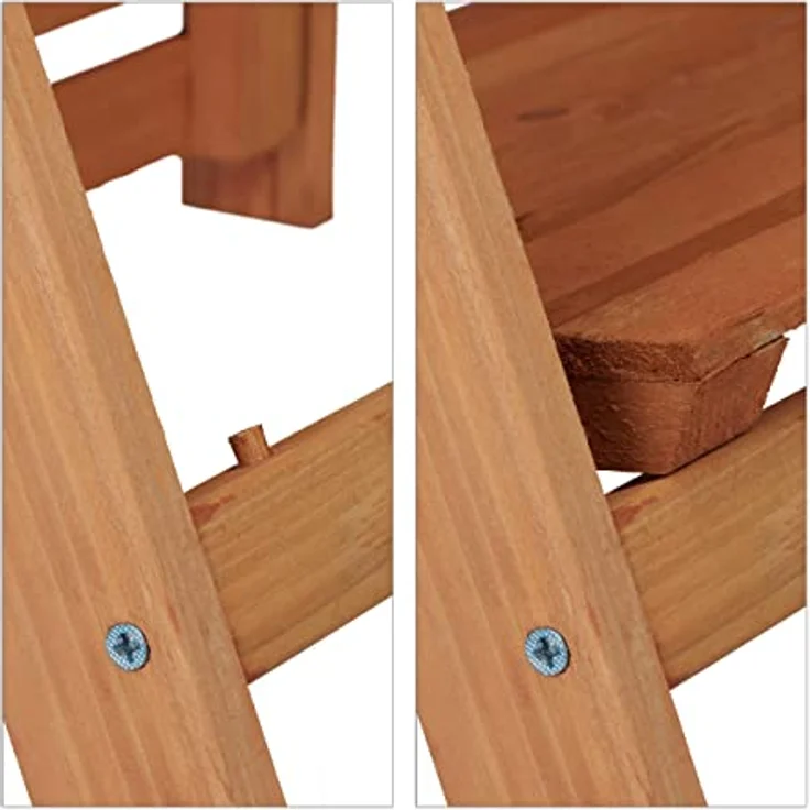 relaxdays Blumenständer Blumentreppe aus Holz, M - Mehrstöckige Blumenetagere für Ihre grünen Schätze, Tannenholz, Indoor-Nutzung, platzsparend zusammenklappbar – Bild 8