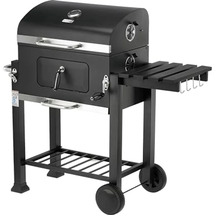 TRIZERATOP Deluxe Holzkohlegrill 54x37 cm, mobiler Grill mit Gusseisenrost und integrierter Temperaturregelung – Bild 1