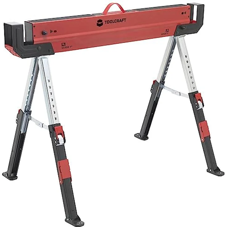 TOOLCRAFT TO-7726197 Stahl Sägebock höhenverstellbar 300 kg (B x H x T) 520 x 620 x 1088 mm 9.3 kg 1 St. – Bild 1