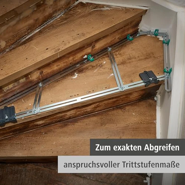 Wolfcraft 5210000 Treppenlehre, Edelstahl mit 15 Schienen, schwarz, inkl. Schrauben und Muttern – Bild 4