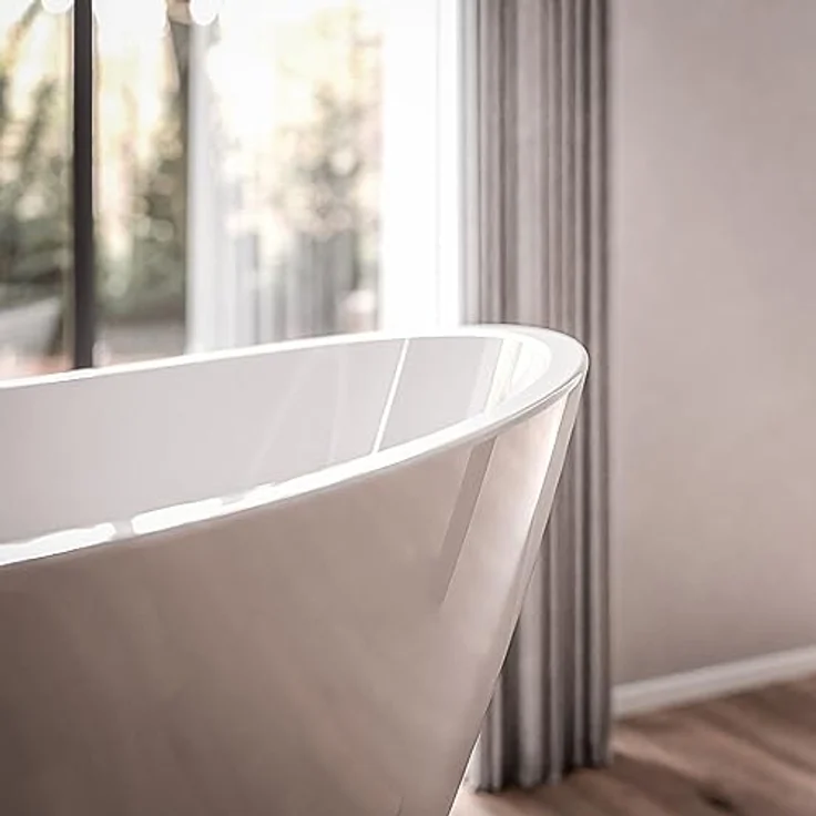 Bernstein BELLAGIO 2.0, Freistehende Badewanne aus weiß glänzendem Acryl, 170x78 cm, doppelwandig, mittiger Ablauf – Bild 5