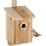 Relaxdays Nistkasten für Vögel, 32 mm Einflugloch, Vogelhaus zum Aufhängen, unbehandeltes Holz, HBT: 32x16x17 cm, Natur, 32 mm flugloch