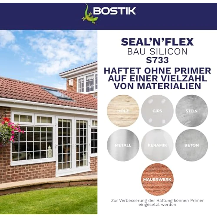 BOSTIK S733 Seal´n´Flex Bau Silikon, Hochleistungs-Dichtungssilikon für Innen- und Außenbereich, Farbe Buche, 300ml – Bild 5