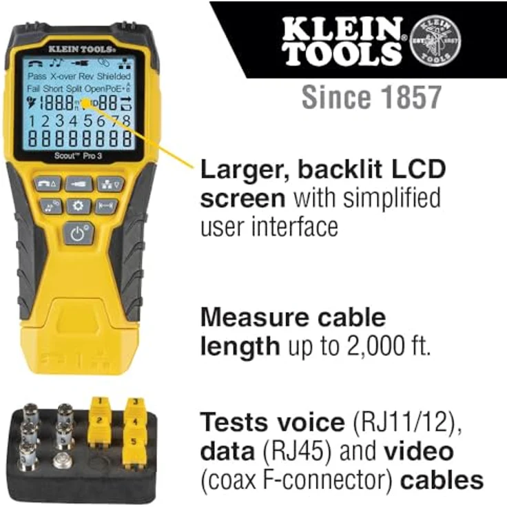 Klein Tools Kabeltester VDV501-851 Audio-Video, Netzwerk, Telekommunikation – Bild 2