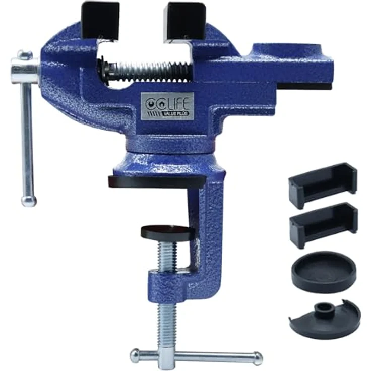 CCLIFE Drehbarer Werkbankschraubstock, Parallelschraubstock 50/70mm, blau, Eisen – Bild 7