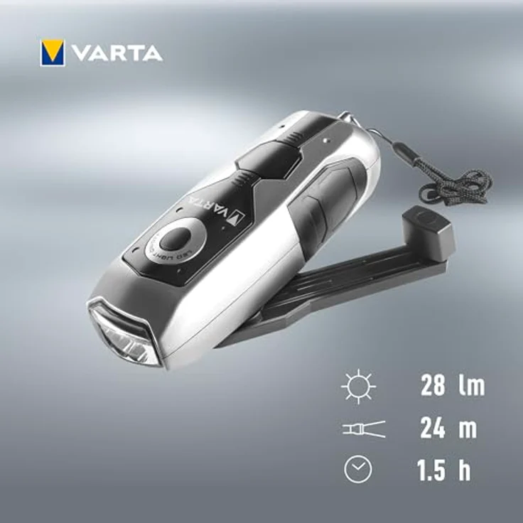 Varta Taschenlampe mm LED Dynamo Light mit Handkurbel Flashlight Handlampe Leuchte (mit Kurbel 100% batterieunabhängig geeignet für Auto, Garage, Notfall, Stromausfall, Camping, Outdoor) – Bild 7