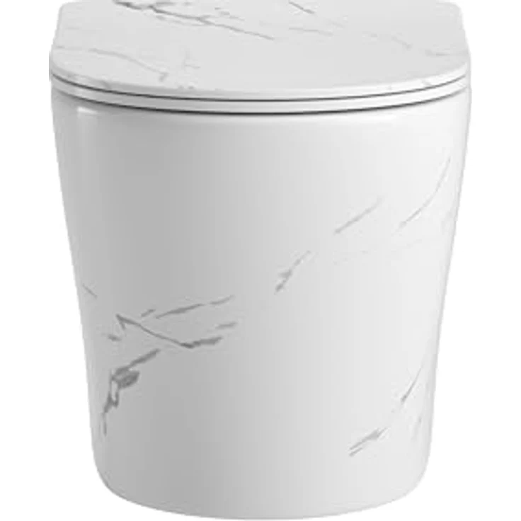 sanicomfort Hänge WC Set Nakia – Spülrandloses, Hygienisches Wand-WC Tiefspüler in Marmor, Modern inkl. Soft-Close WC-Sitz – Bild 5