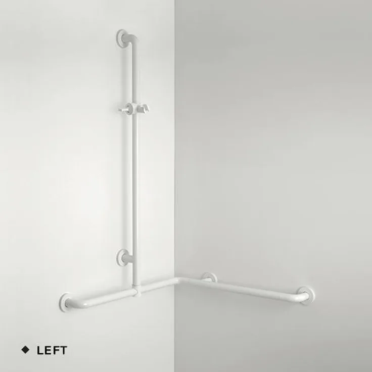 pba 01 Duschhandlauf L 760x760 V, verschiebbare Brausehalterstange 1160mm, Nylon mit Aluminiumkern, wandseitig verstellbar