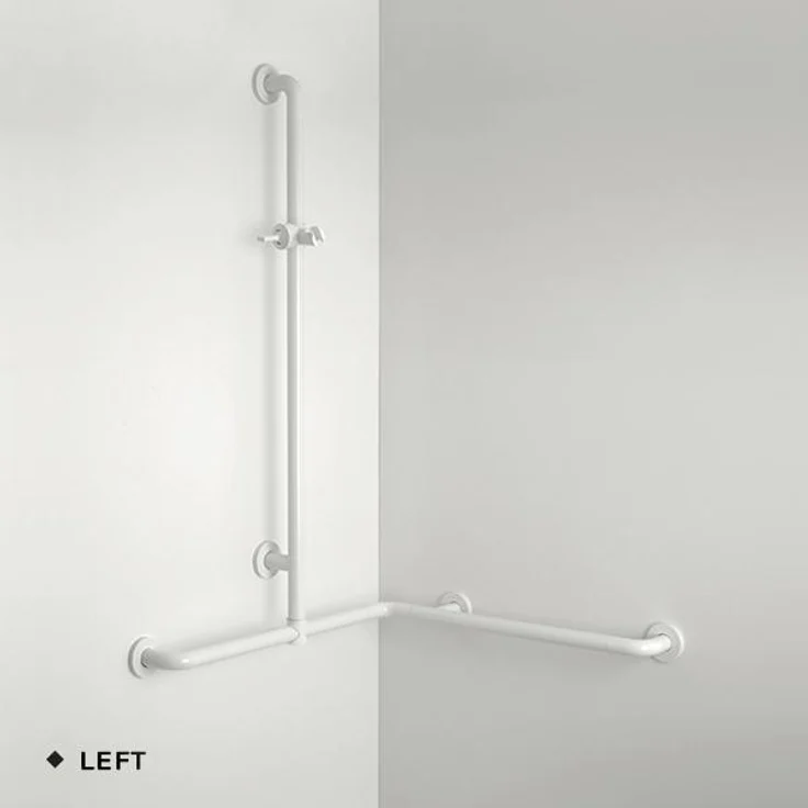 pba 01 Duschhandlauf L 760x760 V, verschiebbare Brausehalterstange 1160mm, Nylon mit Aluminiumkern, wandseitig verstellbar