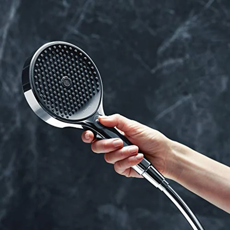 hansgrohe wassersparender Duschkopf Rainfinity 130, Sparduschkopf, Duschbrause, 3 Strahlarten, Antikalk-Funktion, Chrom – Bild 4