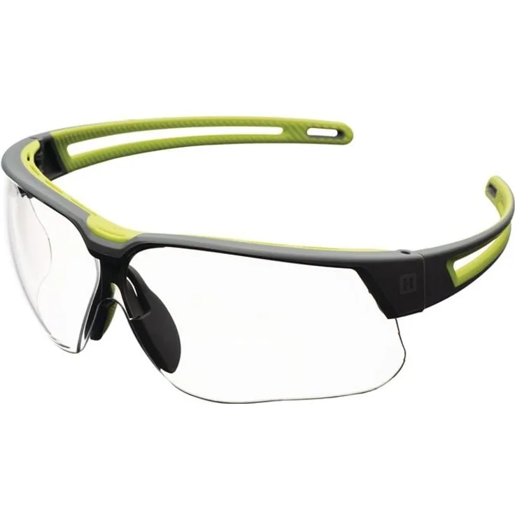 Honeywell Avatar Plus Schutzbrille EN166, EN170, UKCA, mit grauen/grünen Bügeln und klarer Scheibe, Polycarbonat/TPE mit Hydroshield Beschichtung