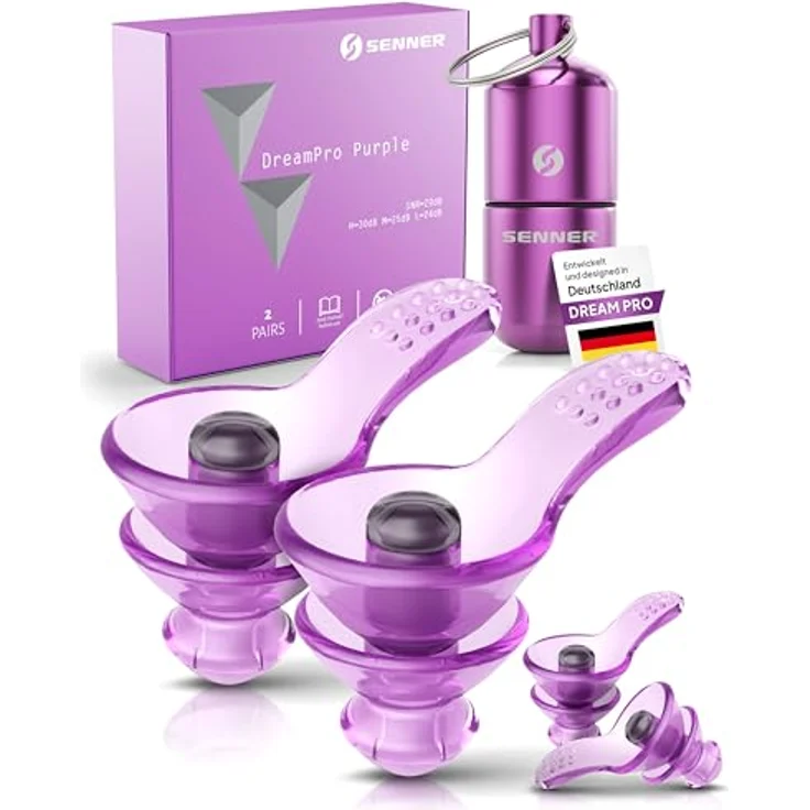 Senner ® DreamPro, Ohrstöpsel für ruhigen Schlaf, Gehörschutz mit 29 dB SNR, hypoallergen, 2 Größen, Alubehälter für Seitenschläfer – Bild 5