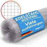 KrapTrap Volierendraht Edelstahlgitter V2A, 16mm x 16mm, 1m x 5m, rostfreies Drahtgitter ohne Vergiftungsgefahr für Vögel und Kleintiere