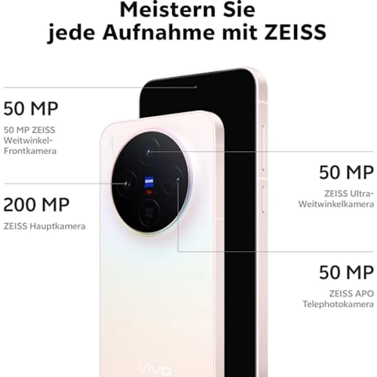 vivo X300 5G Smartphone, 12G RAM + 256G Speicher, 200 MP ZEISS Kamera, 6,31" Flachbildschirm, Dimensity 9500, IP68/IP69, Android 16, 3 Jahre Garantie – Bild 2