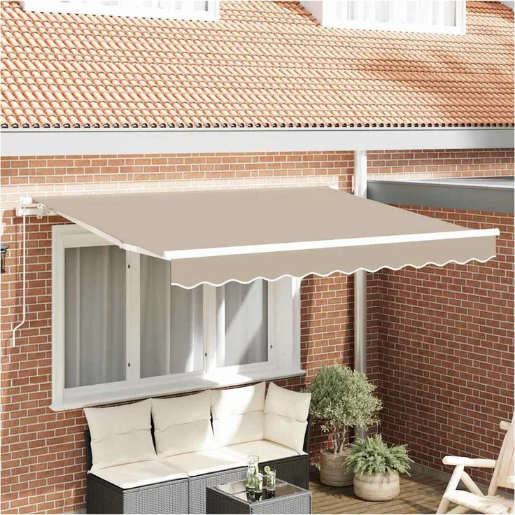 furnicato Markisen-Ersatzstoff Beige, 280 x 245 cm, wetterfester Polyester für Balkon und Terrasse
