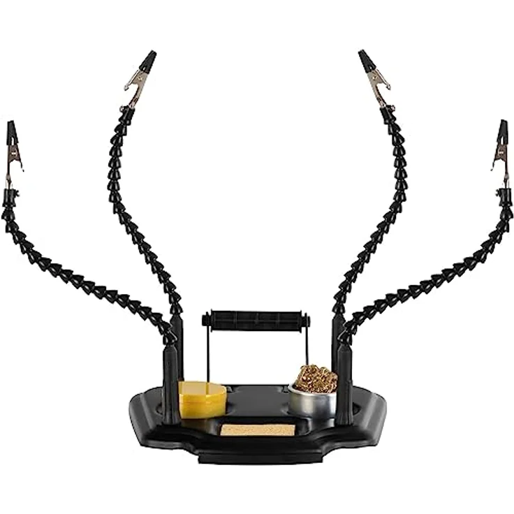 Stagecaptain LH-400 Löthilfe - Helfende Hand für Bastel- und Lötarbeiten - Vier flexible Arme mit Krokodilklemme - Reinigungsschwamm, Lötharz und Lötspitzenreiniger - Abrollhilfe für Lötzinn – Bild 3